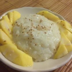 Arroz con leche de coco y mango