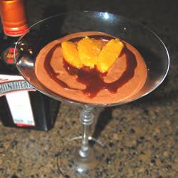 Mousse de chocolate con almendra y naranja