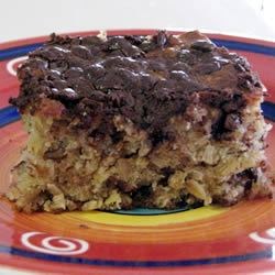 Pastel de plátano con cubierta de chocolate