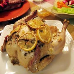 Pollo rostizado con ajo y limón